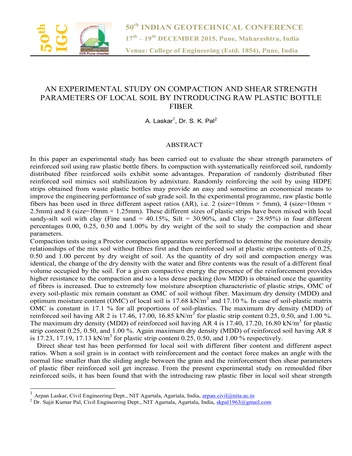 Más sobre Estudio Experimental sobre la Compactación y los Parámetros de Resistencia al Corte del Suelo Local Introduciendo Ra