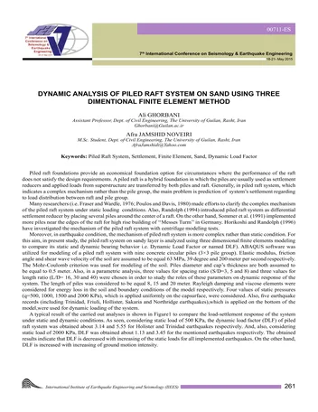 Más sobre Análisis Dinámico de Sistemas de Pilotes en Balsa sobre Arena Usando el Método de Elementos Finitos Tridimensional