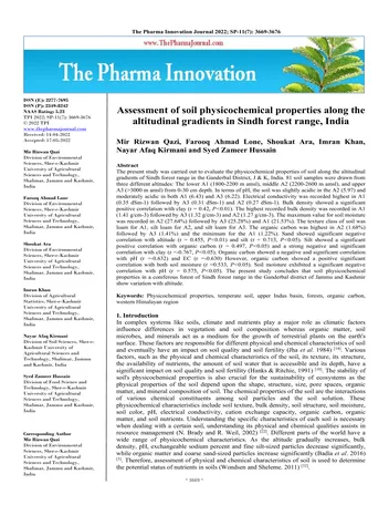 Más sobre Evaluación de las Propiedades Fisicoquímicas del Suelo a lo Largo del Gradiente Altitudinal