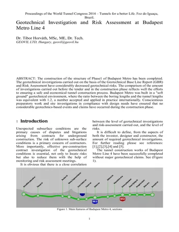 Más sobre Investigación Geotécnica y Evaluación de Riesgos en el Metro de Budapest Li