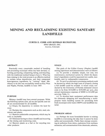 Más sobre Minería y Reclamación de Vertederos Sanitarios Existentes