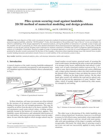 Más sobre Sistema de Pilotes Asegurando el Camino Contra Deslizamientos de Tierra: Método Numérico 2D3D