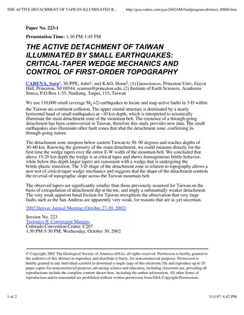 Más sobre El Desprendimiento Activo de Taiwán Iluminado por Pequeños Terremotos Taper Crítico.
